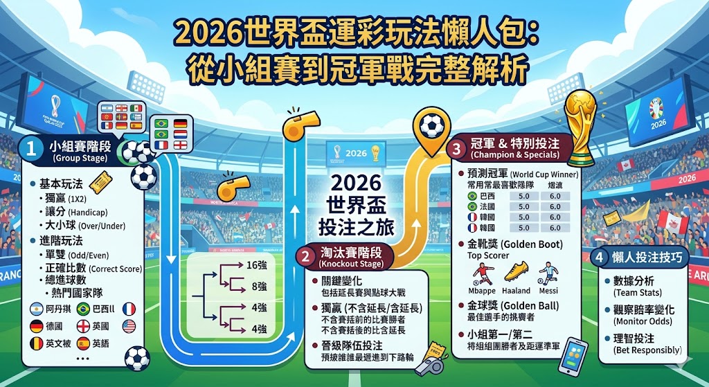 世界杯投注懶人包|從小組賽到冠軍戰的2026世界盃運彩玩法完整解析