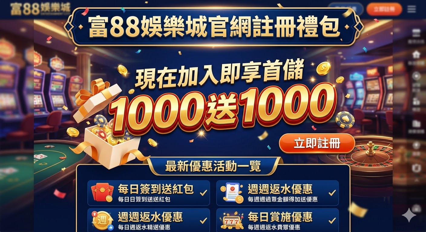 富88娛樂城官網註冊禮包：現在加入即享首儲1000送1000，最新優惠活動一覽 