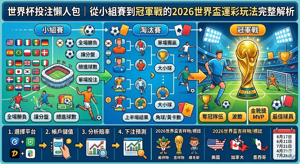 世界杯投注懶人包|從小組賽到冠軍戰的2026世界盃運彩玩法完整解析